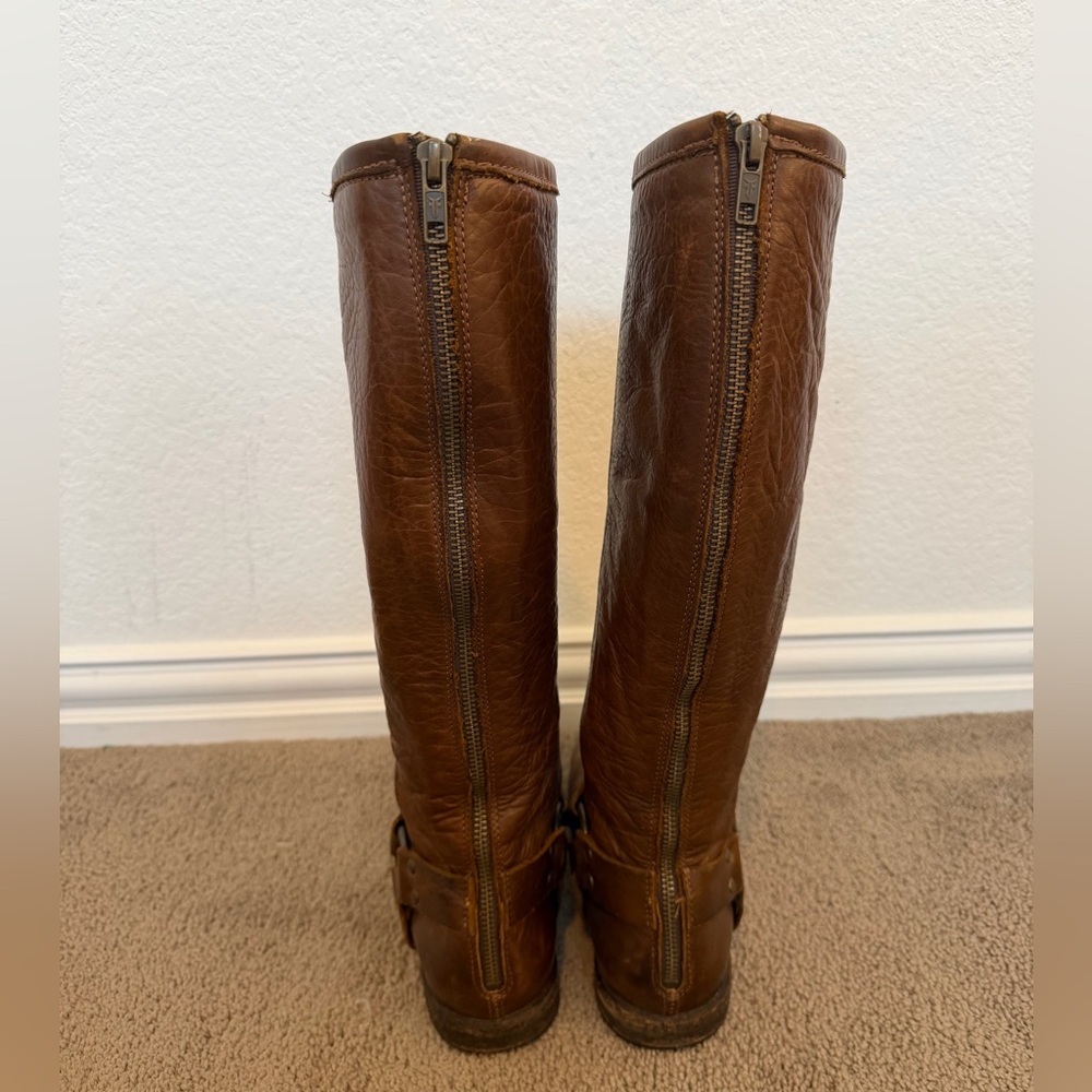 Frye Boots Women’s Size 8.5B Phillip Riding Boot Tall Cognac - Picture 5 of 10